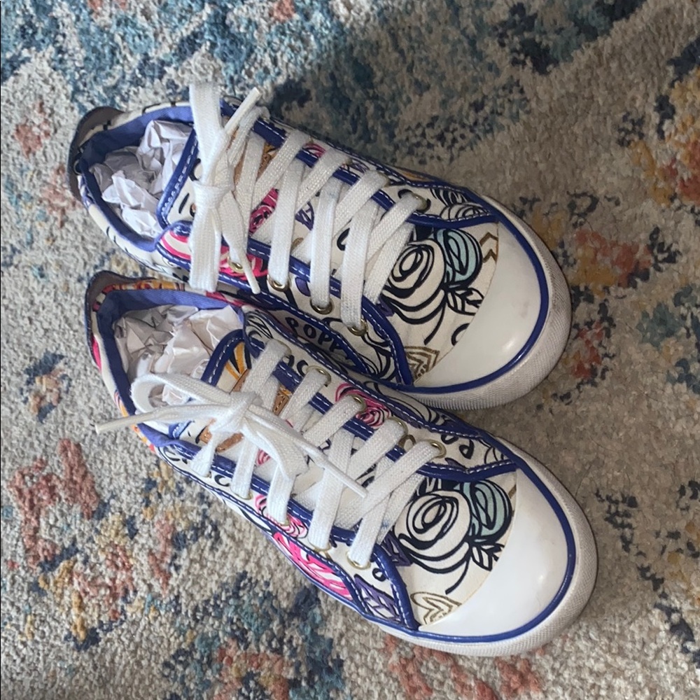 COACH POPPY SNEAKERS BLUE MULTI SIZE 7